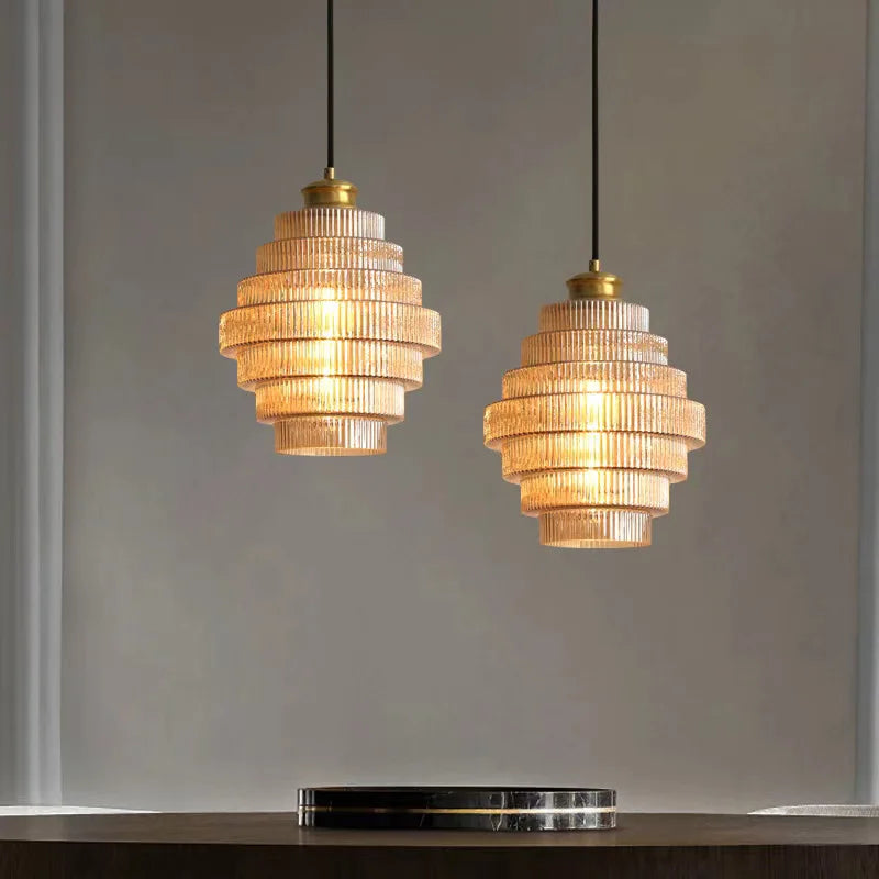 Minimalist Glass E26 E27 LED Pendant Light 6W D22cm Amber Smoky Gray AC 110-220V Dining Room