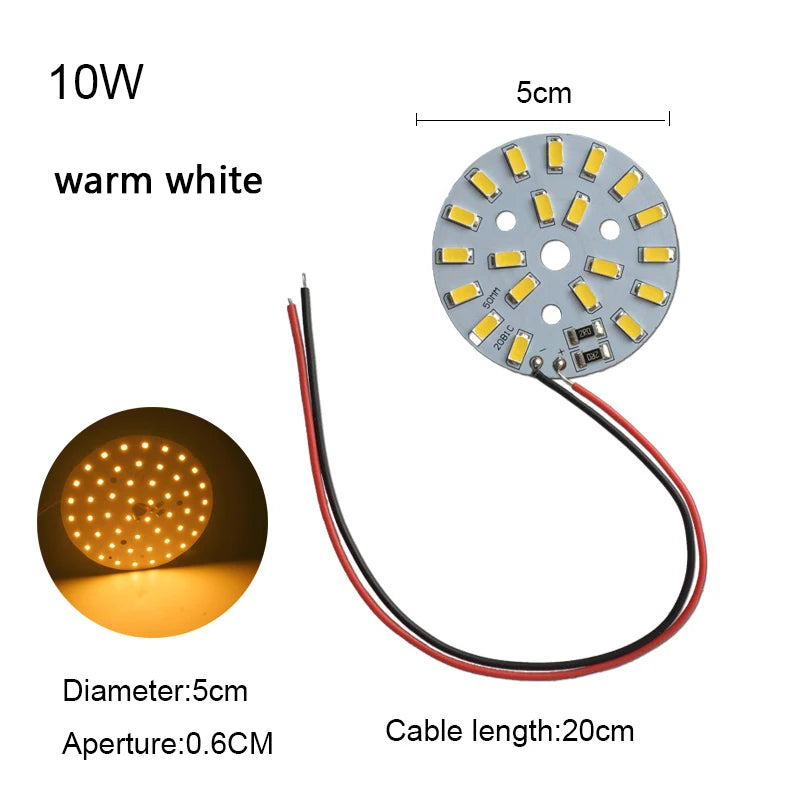 SMD5730 LED Chip Board 3W 5W 10W 30W DC 5V 20cm Wire DIY Bulb Replacement Board