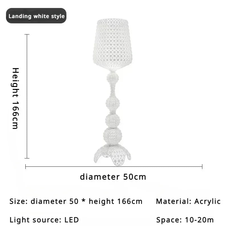 Italian Designer Hollowed Acrylic Floor Lamp E27 500x1650mm AC 110-240V White Black Blue
