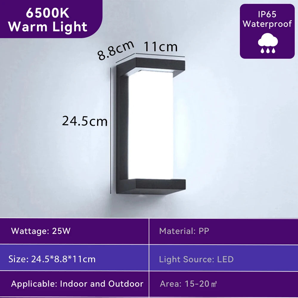 Modern Outdoor LED Wall Light Waterproof Black PC Acrylic Porch Garden AC110-220V