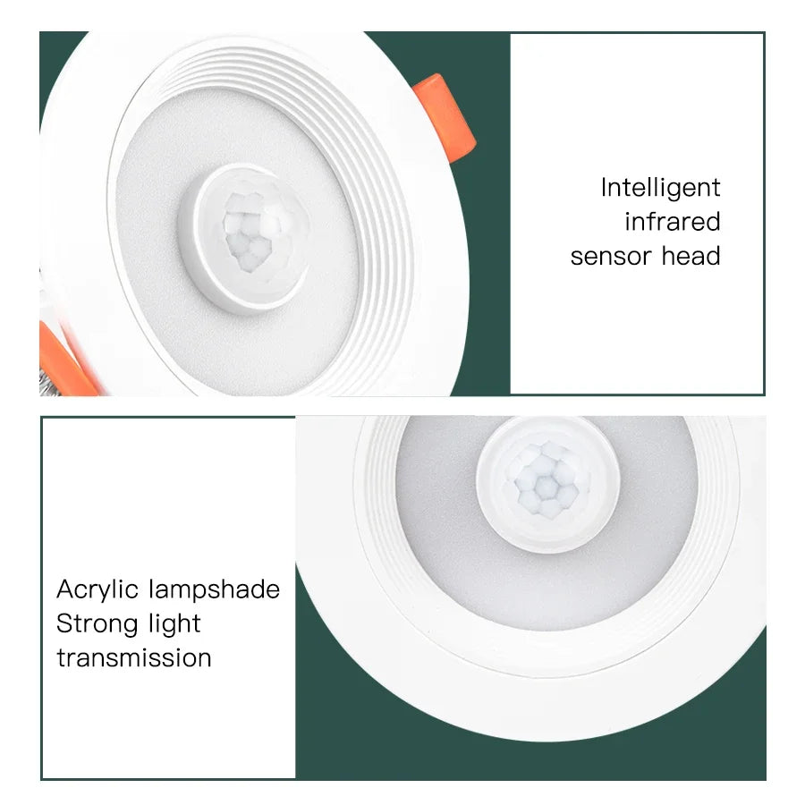 PIR Motion Sensor LED Recessed Downlight 5W 10W 15W 20W SMD 2835 CRI 85 AC 85-265V Auto On Off Corridor Hallway Stair Ceiling Spot