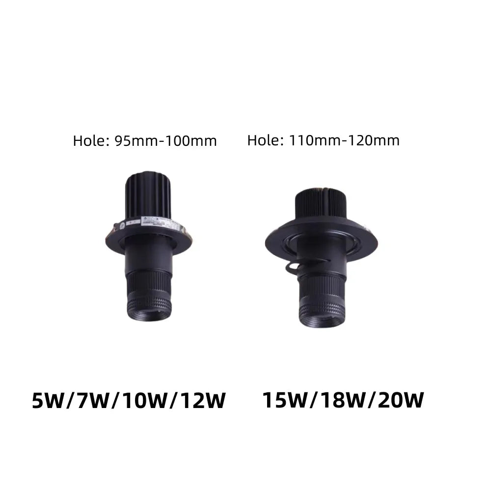 Dimmable Zoomable COB LED Surface Mount Spotlight 5W 7W 10W 12W 15W 18W 20W Frosted Aluminum 15 to 20 Degree AC 85-265V Black