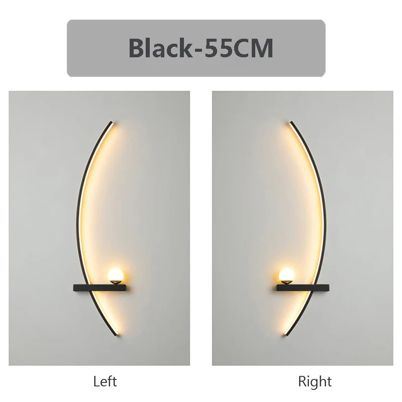 Modern C-Line LED Wall Sconce 12-20W Dimmable Remote CCT 3000-6000K Black Gold AC 90-260V