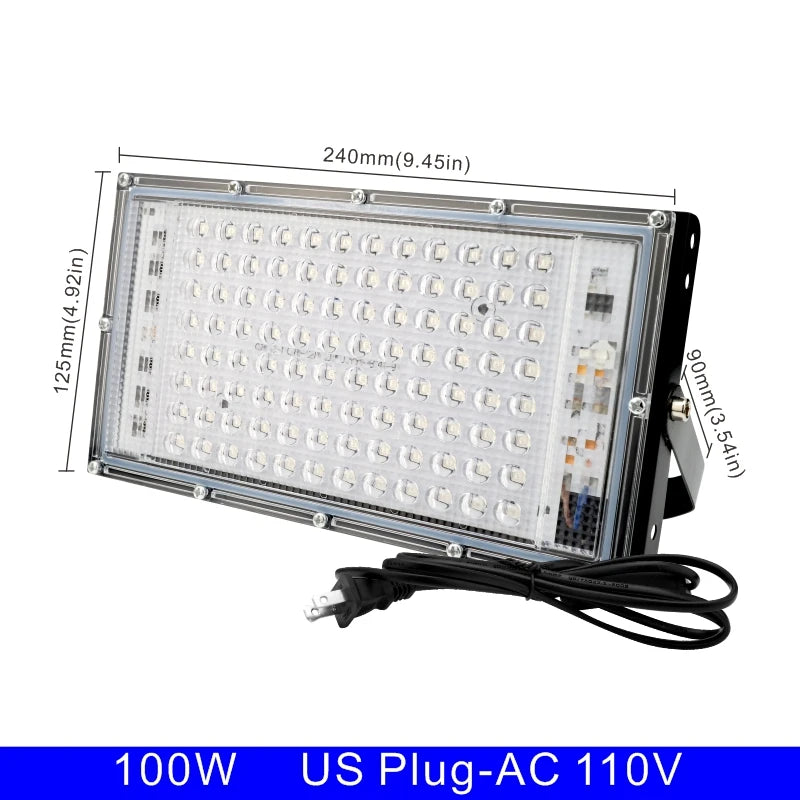 UV LED Flood Light 50W 100W 395-400nm IP65 AC 110V Body Paint Party Stage Lamp