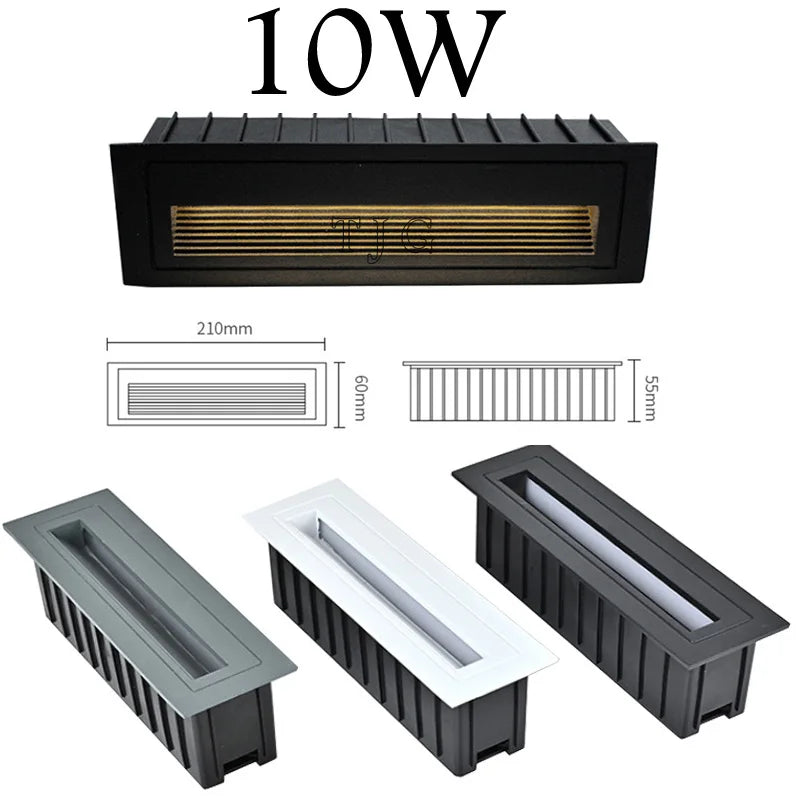 Dimmable LED Recessed Step Stair Wall Light 3W 5W 10W Up Down AC85-265V DC12V Black White