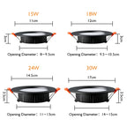 LED Recessed Downlight 5W 7W 9W 12W 15W 18W Lathe Aluminum 85 to 95 lm/W AC 110V or 200-240V Warm White Natural White Cool White 10 Pack