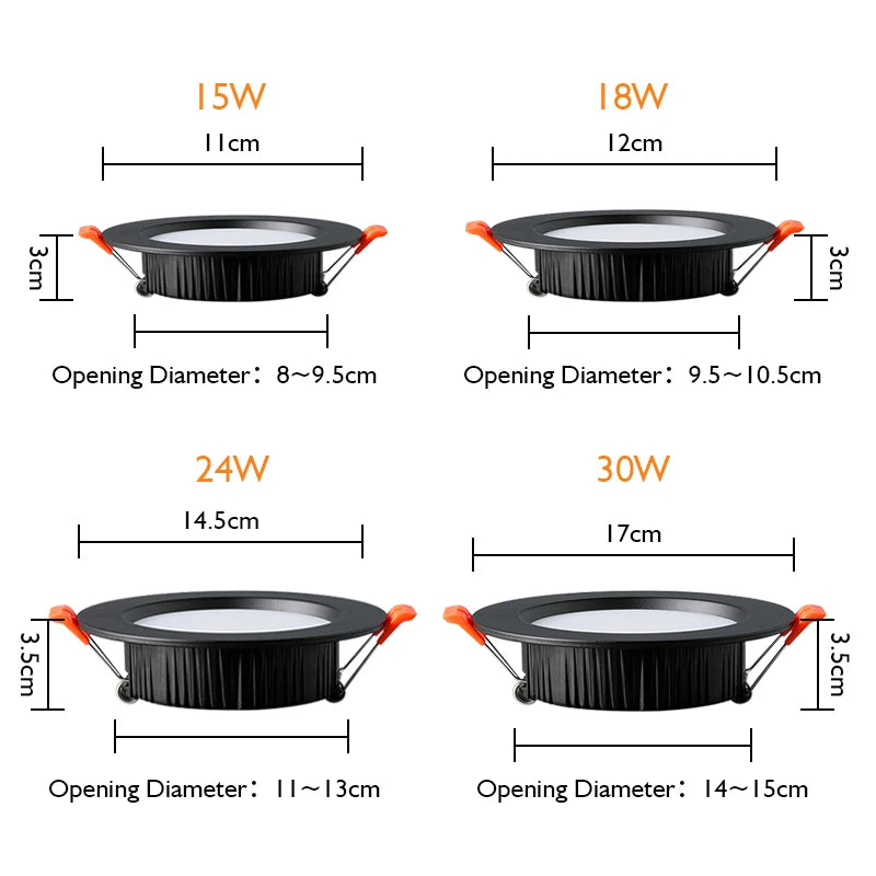 LED Recessed Downlight 5W 7W 9W 12W 15W 18W Lathe Aluminum 85 to 95 lm/W AC 110V or 200-240V Warm White Natural White Cool White 10 Pack