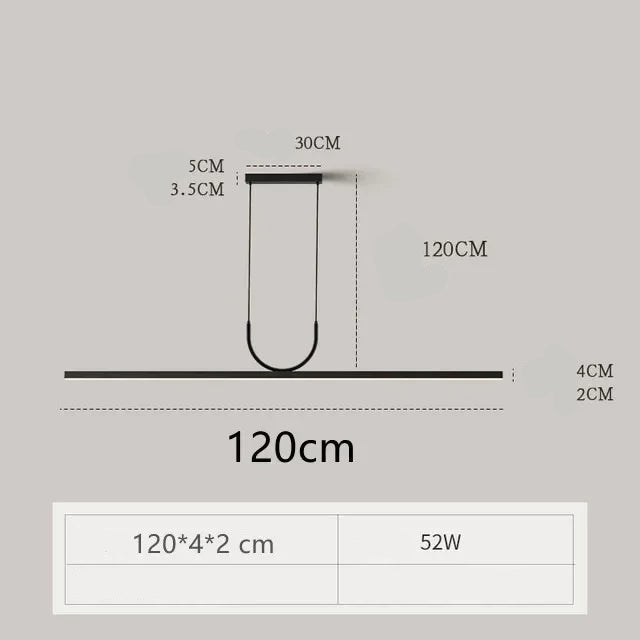 Nordic Long LED Pendant Light Iron 80cm 100cm 120cm 150cm Black White Kitchen Island 90-260V