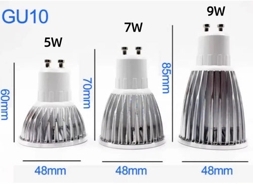 10-Pack COB LED Spotlight 5W 7W 9W GU10 MR16 E27 E14 CRI 85+ 90lm/W 60° AC 85-265V 3-Color