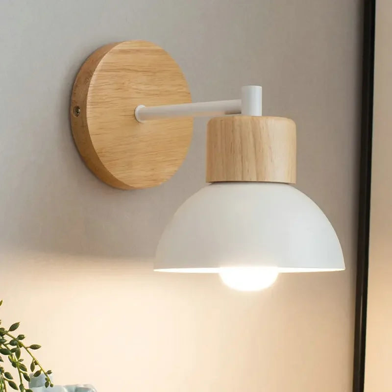 Nordic Wood Iron LED Wall Sconce E26 Single Head 40W Max Downlight AC 90-260V 15 x 19cm Bedroom Living Room Black White Bird Style
