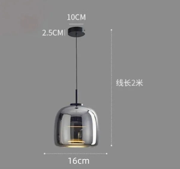 Nordic Minimalist Iron Glass Pendant Chandelier E26 E27 38cm Single Head Dimmable AC 90-260V