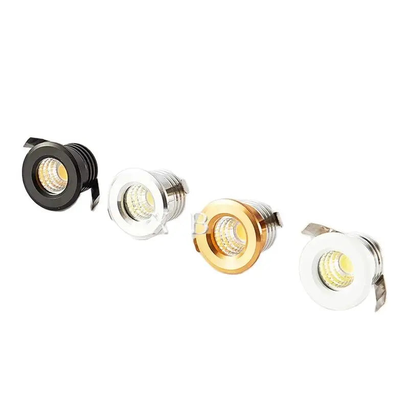 Mini LED Recessed Cabinet Spotlight 1W 3W 4000K Brushed Nickel Aluminum AC 85-265V or DC 12V Driver Included Jewelry Display Ceiling Downlight