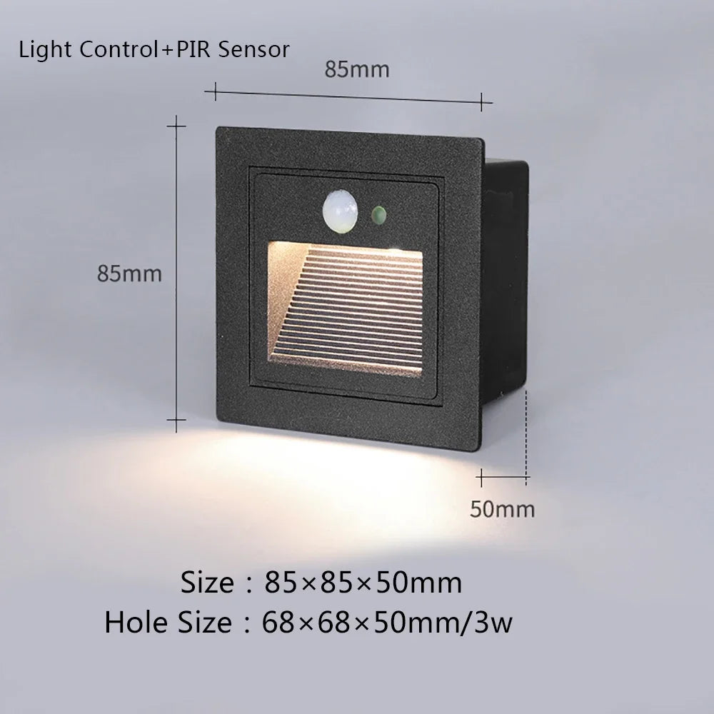 IP65 LED Outdoor Step Wall Light PIR Sensor or Switch Control Die Cast Aluminum Warm White Cool White AC 85-265V or DC 12-24V Black White