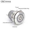 CKCTINNER Stainless Steel LED Push Button Switch 12 16 19 22mm Self-Lock Self-Reset NO NC