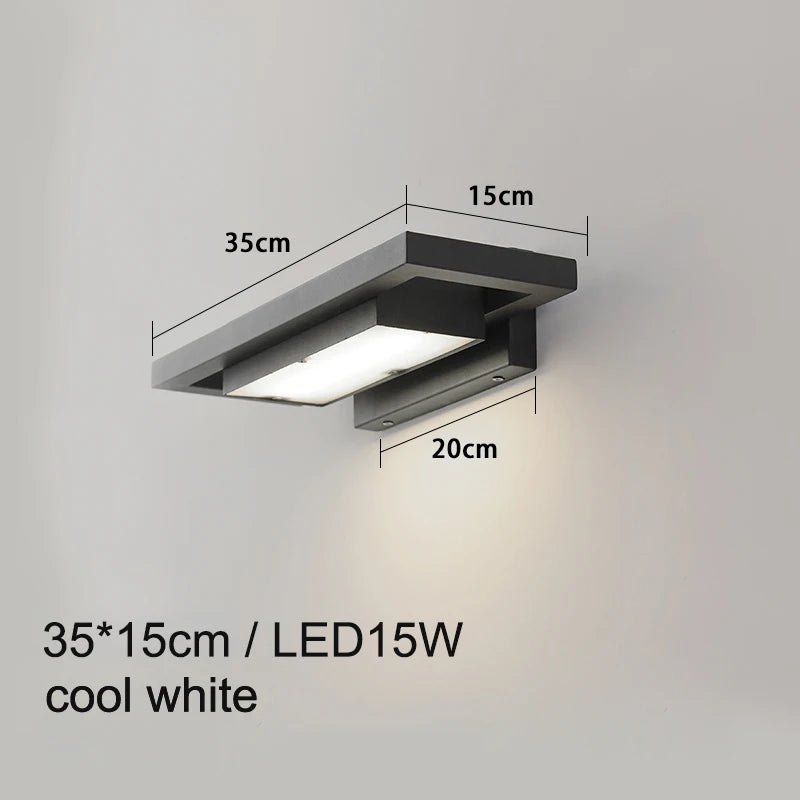 IP65 LED Outdoor Wall Lamp 15W 24W Black Aluminum Acrylic Baked Finish AC 110-240V Porch Doorway Corridor Balcony Garden Sconce