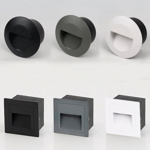 3W IP65 LED Recessed Stair Step Light AC 100-240V Sand White Black Gray 50,000hr Wall Lamp