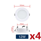LED Recessed Downlight 5W 9W 12W 15W 18W Epistar DC12V DC24V AC110V 120° 4 Pack