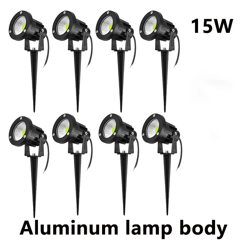 LED Garden Lawn Spike Light 5W 10W 15W 20W IP65 90-120lm/W AC 85-265V DC 12-24V Warm Cool RGB