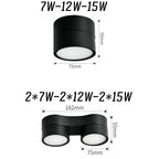 Dimmable COB LED Ceiling Downlight 7W 12W 15W Single or Double Head Die Cast Aluminum CRI 92 10 20 or 30 Degree Knob Switch AC 85-265V