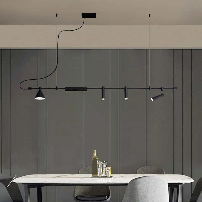 Nordic Designer LED Chandelier Pendant Light Black Iron Flush Mount Dining Room Kitchen Bar Table AC 90-260V