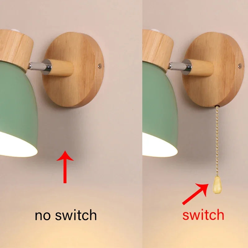 Nordic E26 E27 Wall Sconce Adjustable Steering Head 6 Colors Knob Switch 90-260V Bedroom Living Room