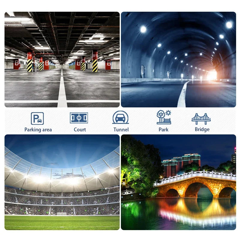 LED Flood Light 50W 100W SMD2835 CRI 85+ 180° IP65 AC 110-220V Warm Cool White 2-Year