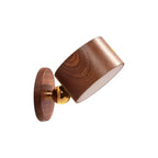 USB Rechargeable Magnetic LED Wall Lamp 360 Degree Rotating Touch Dimmable 4000K ABS Wood Grain Battery Powered Cordless Sconce