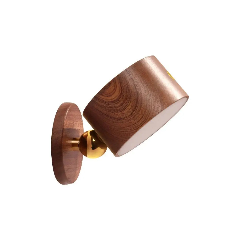 USB Rechargeable Magnetic LED Wall Lamp 360 Degree Rotating Touch Dimmable 4000K ABS Wood Grain Battery Powered Cordless Sconce