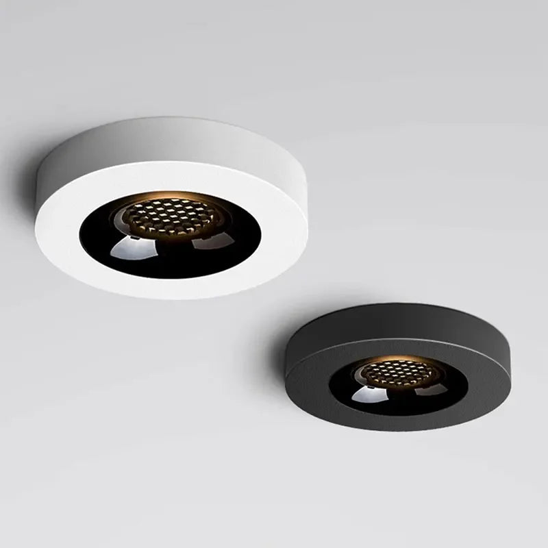 Ultra Thin 3.5cm Anti Glare LED Surface Mounted Downlight 9W Metal Honeycomb Mesh AC 90-260V Warm White Natural White Cool White Black White