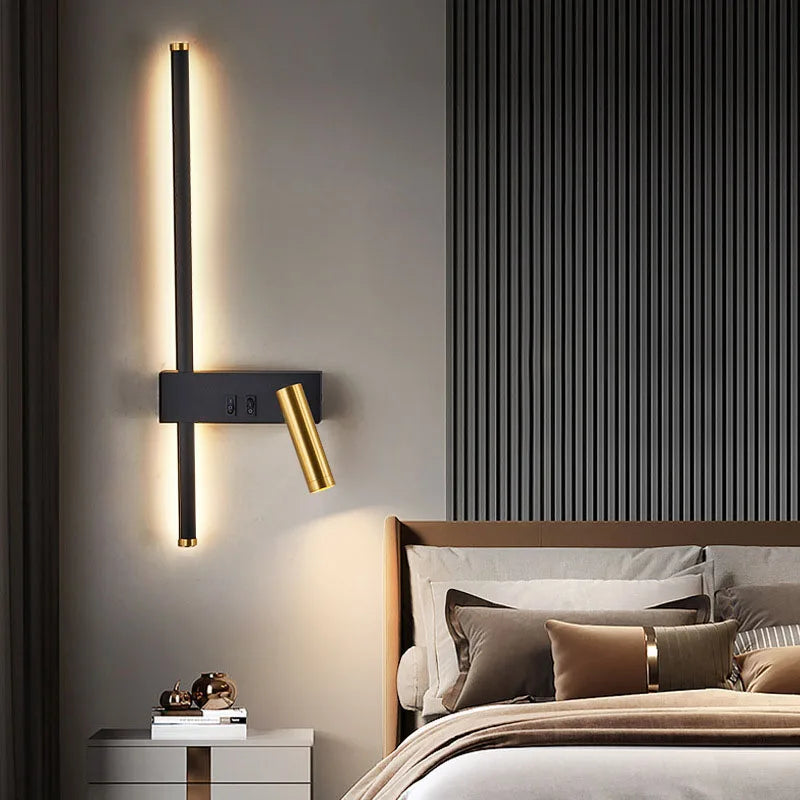 LED Reading Wall Lamp 6W 360-Degree Adjustable With Switch Nordic Bedroom Hotel Decor