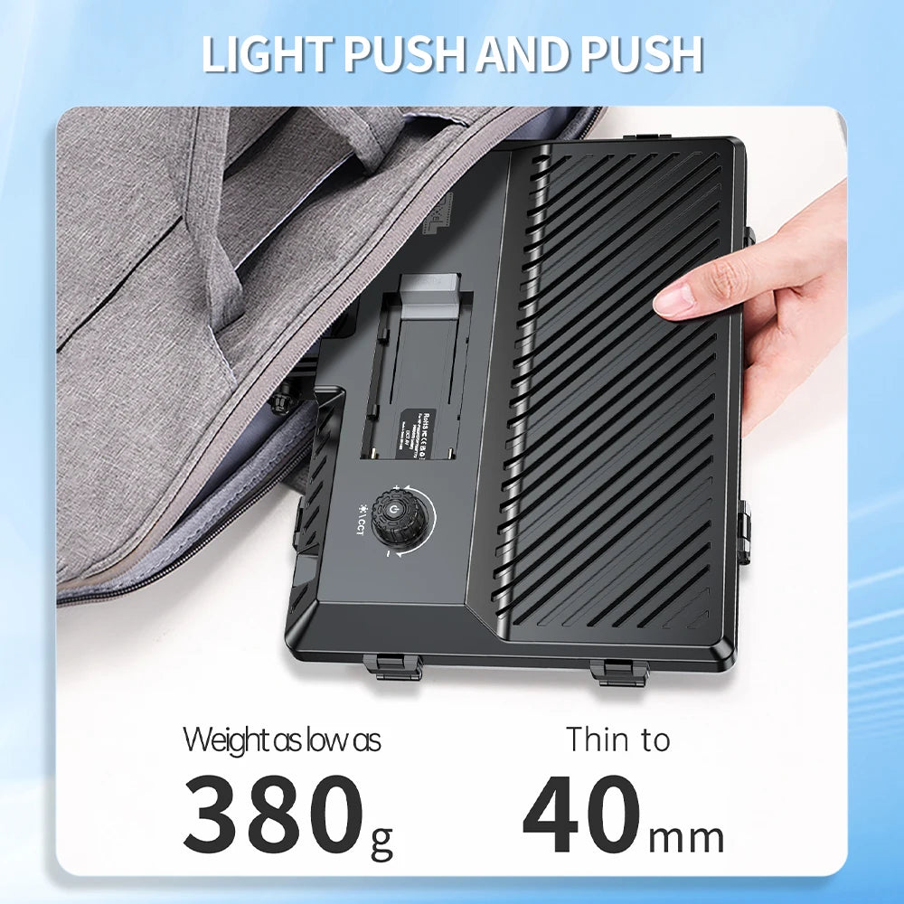 20W Bi-Color LED Video Light 2500-6500K Dimmable 180° Tilt NP-F Battery AC Adapter P30