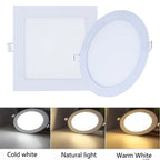Ultra-Thin LED Recessed Panel Downlight 3W 4W 6W 9W 12W 15W 25W Round Square 85-265V