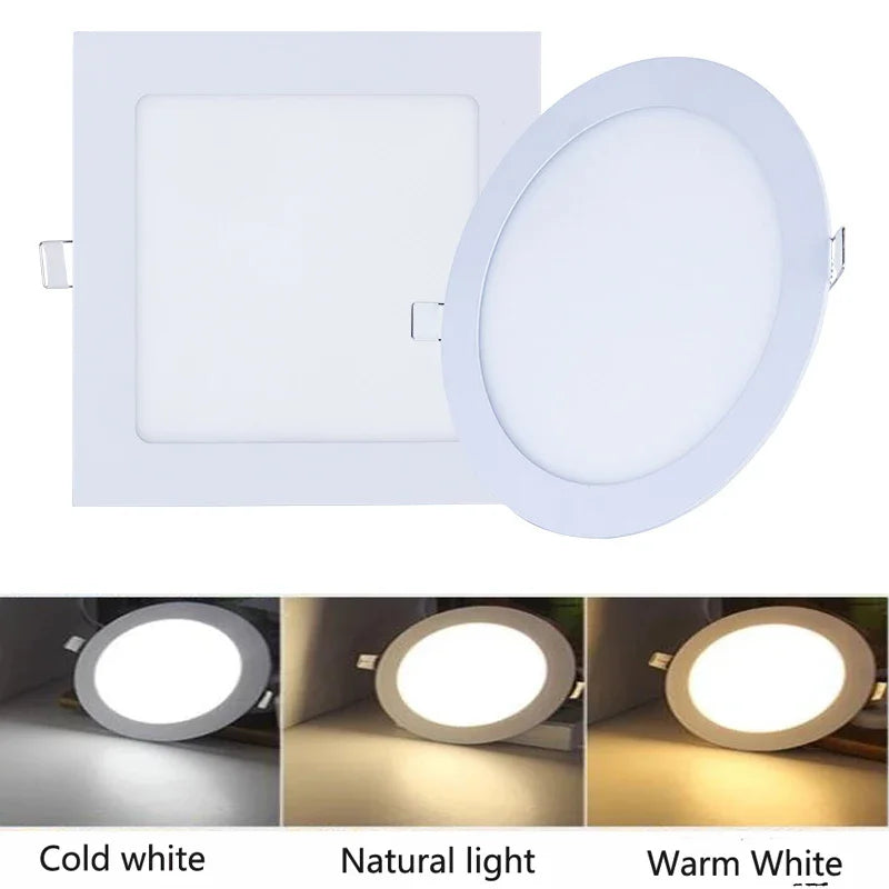 Ultra-Thin LED Recessed Panel Downlight 3W 4W 6W 9W 12W 15W 25W Round Square 85-265V