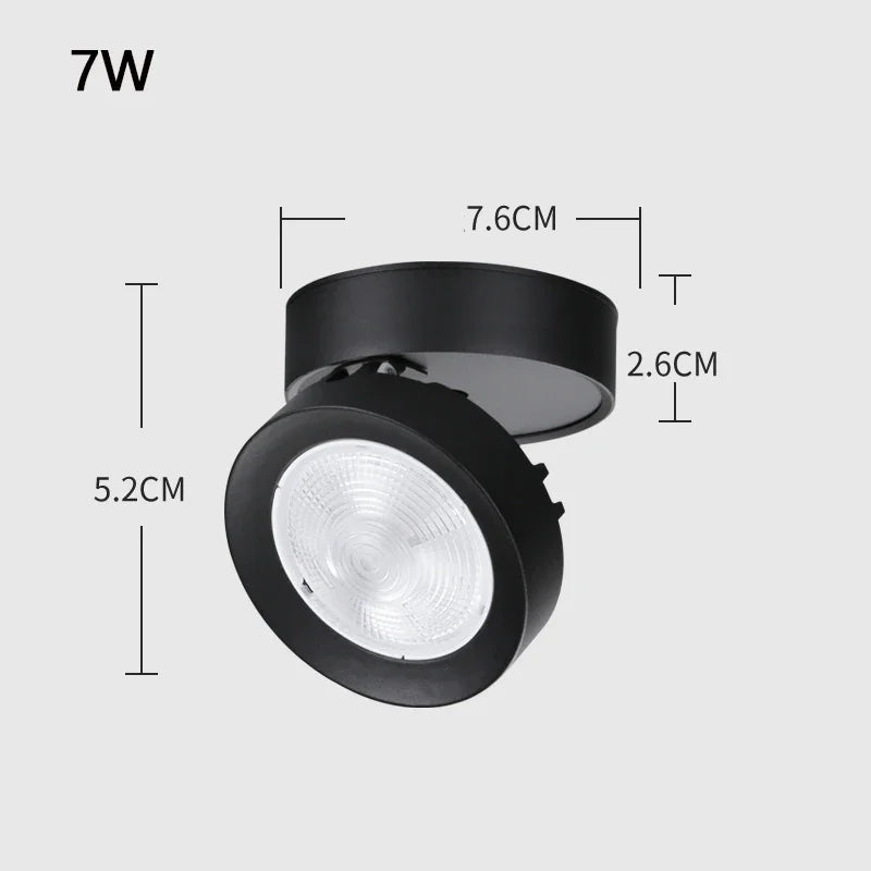 Foldable COB LED Surface Mounted Spotlight 7W 10W 15W Adjustable Brushed Nickel 85-265V