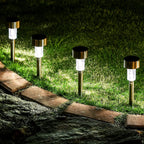 Solar LED Garden Stake Path Light IP65 Waterproof Dusk-to-Dawn Auto Lawn Lamp