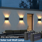 Solar LED Wall Lamp IP65 Waterproof Up and Down Light ABS PC Polycrystalline Panel Auto Dusk to Dawn Garden Yard Balcony