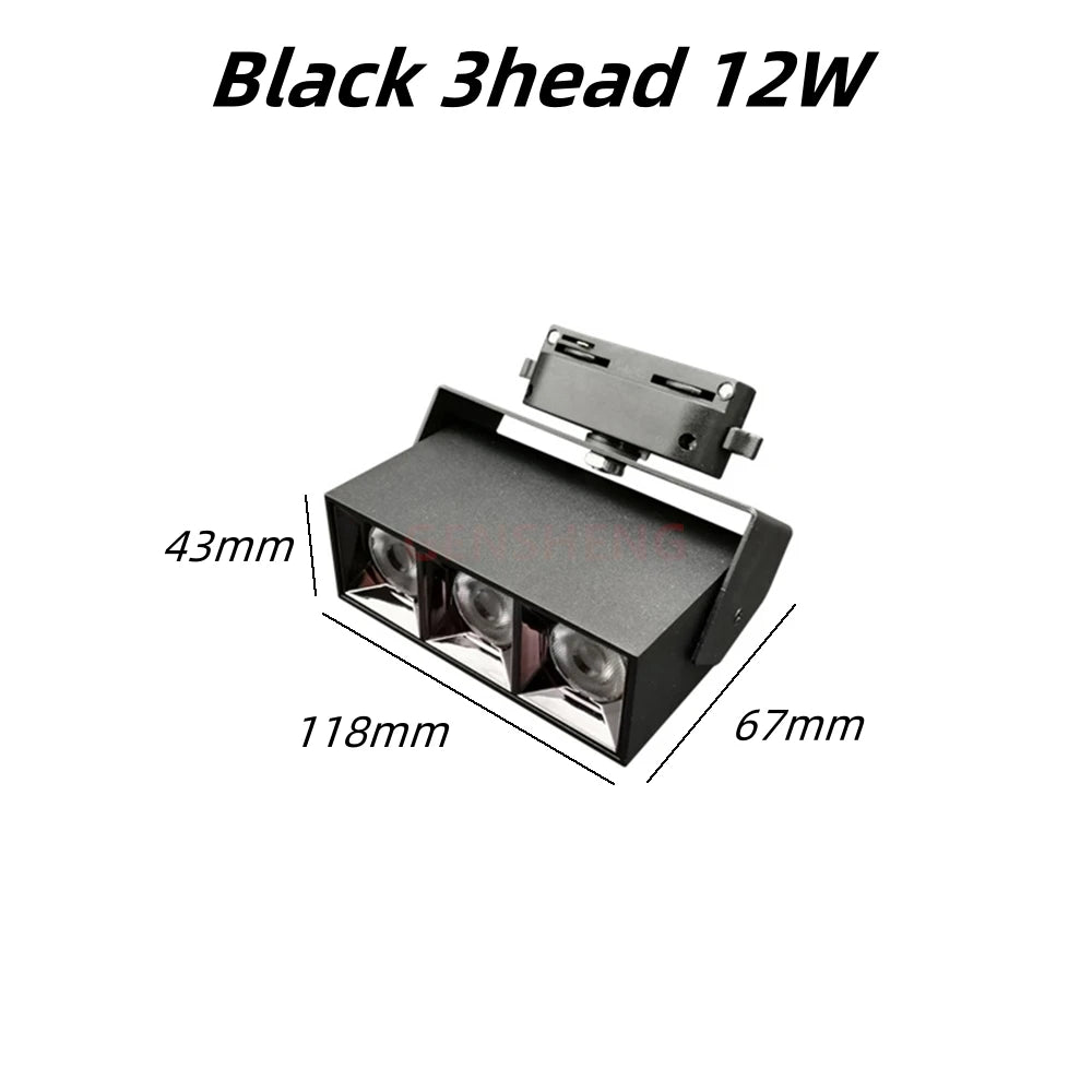 Dimmable LED Track Spotlight 12W-40W Epistar CRI 90+ 110lm/W 3-CCT AC 90-260V Aluminum