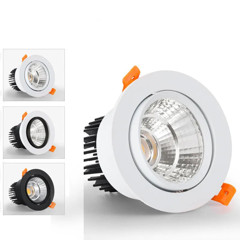 Dimmable Rotating COB LED Recessed Downlight 5W 7W 9W 12W 15W 18W 15° 24° 36° CRI 90+