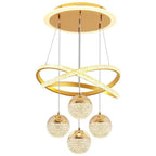 Modern LED Chandelier Iron Acrylic Semi Flush Mount 400mm Up and Down Shadeless AC 110-260V Black Gold Dining Room Living Room