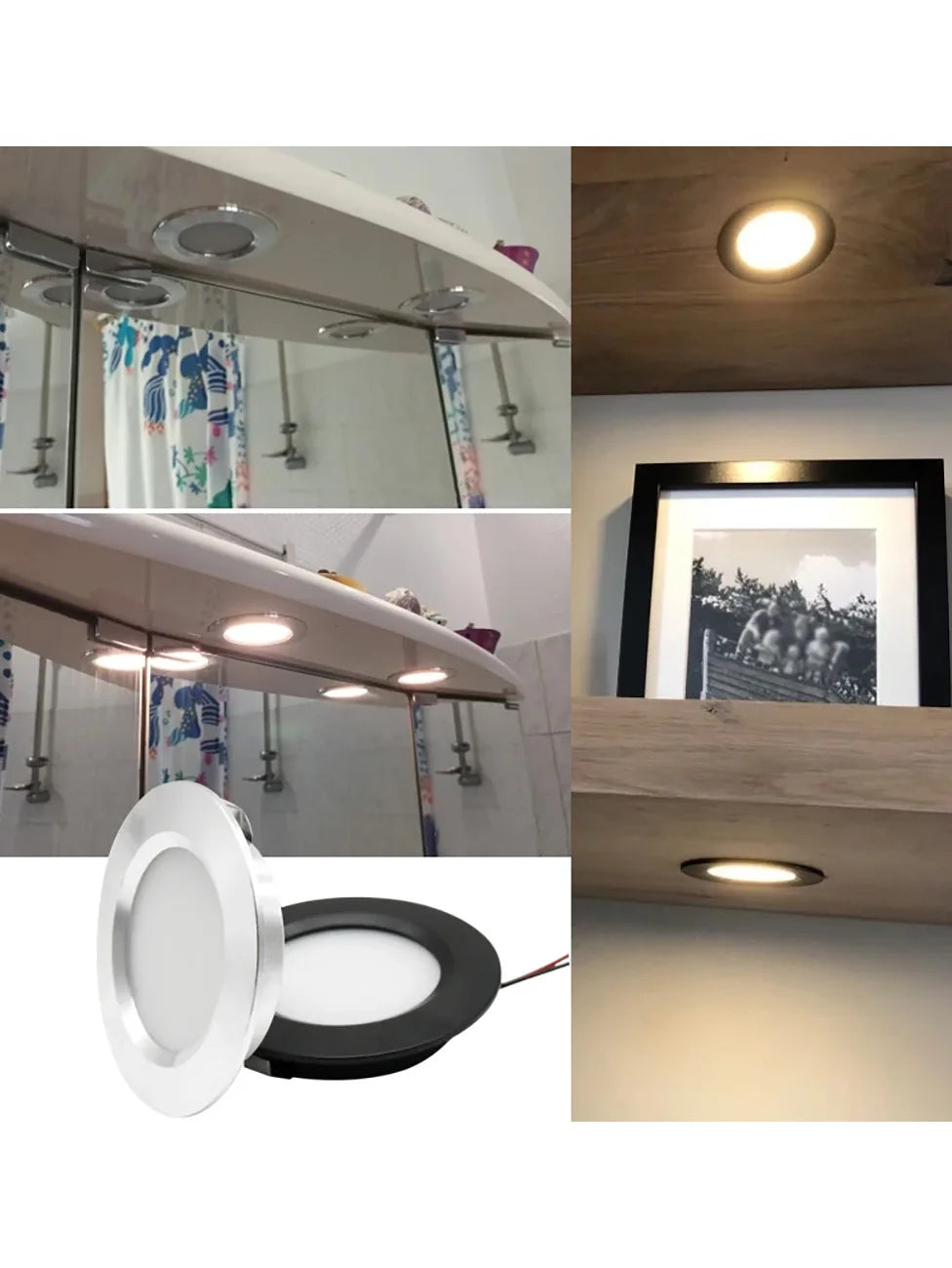 Ultra-Thin DC 12V 3W LED Recessed Spotlight IP65 Waterproof Cabinet Bathroom 55mm