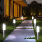 Solar LED Floor Lawn Lamp IP65 Waterproof Motion Sensor Stainless Steel Plastic Outdoor Garden Landscape Path Light