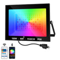 RGBCW Smart LED Flood Light 30W 60W 100W App Remote IP66 US Plug 110-130V Outdoor Garden