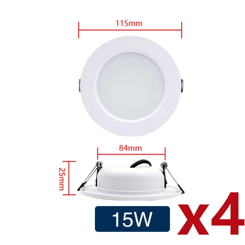 LED Recessed Downlight 5W 9W 12W 15W 18W Epistar DC12V DC24V AC110V 120° 4 Pack