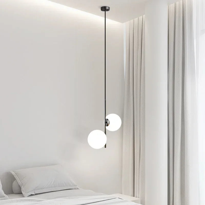 Nordic Glass Ball LED Pendant Chandelier 2 or 3 Heads G4 12cm Ball Black Gold AC 85-265V