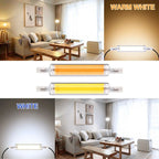 R7S COB LED Glass Tube Bulb 15W-50W 78mm 118mm 360° AC 110-220V Warm Neutral Cool White