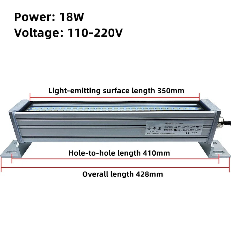 IP67 LED Machine Tool Work Light 10W to 40W Explosion Proof Waterproof Aluminum Alloy Tempered Glass AC 110-240V or DC 24-36V CNC Lathe Workshop