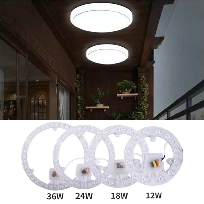 Round LED Panel Ceiling Light 12W 18W 24W 36W Aluminum PC White Light AC110-220V