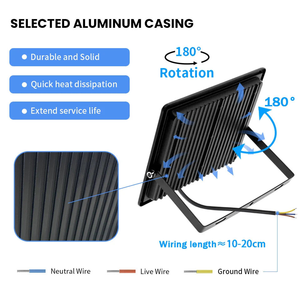 LED Flood Light 10W 20W 30W 50W 100W 150W 200W 300W IP66 120° AC 110-130V 175-265V UL CE