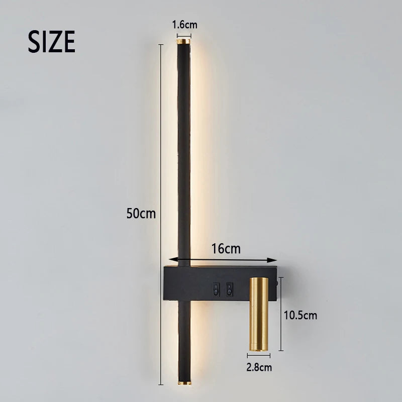 LED Reading Wall Lamp 6W 360-Degree Adjustable With Switch Nordic Bedroom Hotel Decor