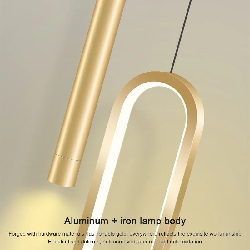 Nordic LED Pendant Light E26 E27 11W 3-Color Switchable Iron Acrylic Black Gold 90-260V